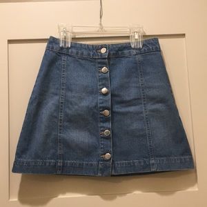 Button front high waisted jean skirt